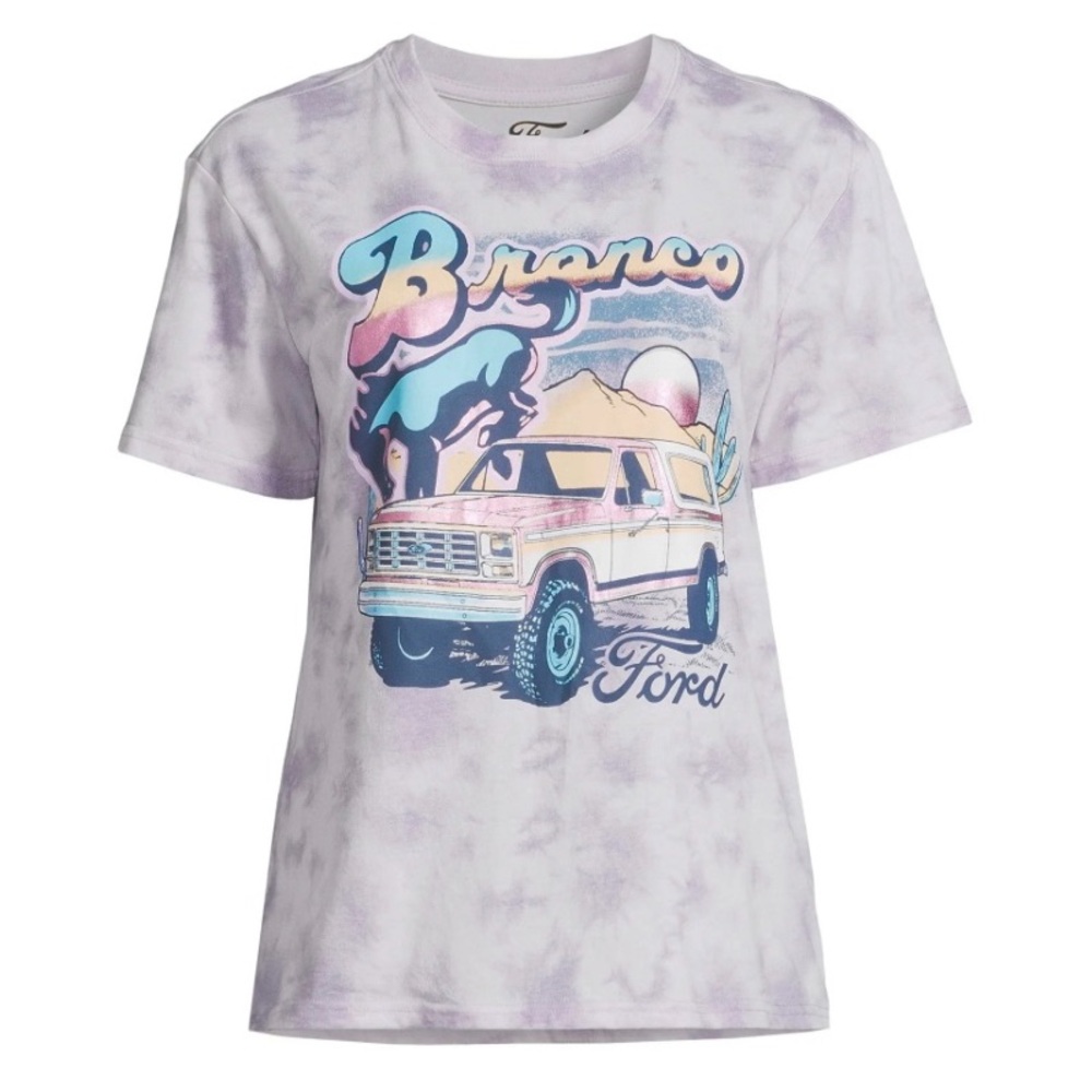 Ford Bronco Women's Medium Graphic T-Shirt Purple Tie Dye NWT